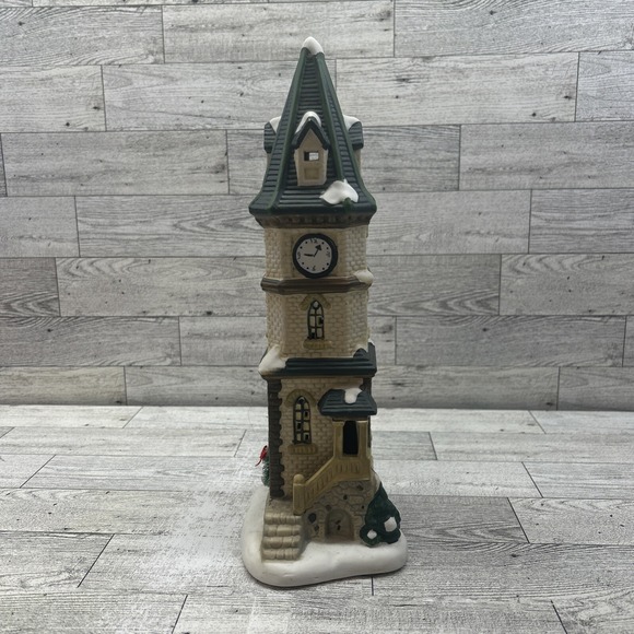 St Nicholas Square The Christmas Village Collection CLOCK TOWER 1998 & Light - Picture 2 of 6